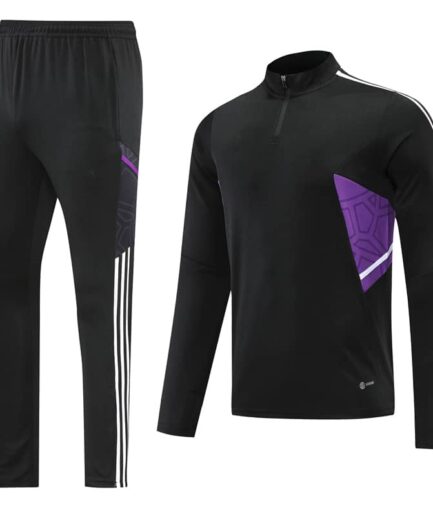 Black & Purple Training Tracksuit Set - Style A (S-2XL)