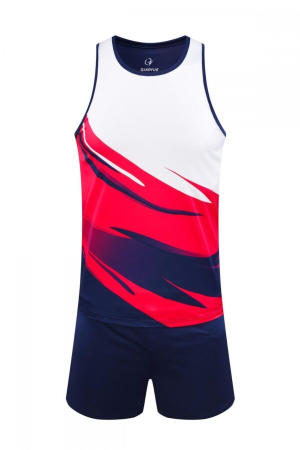 White Red Streak Running Set