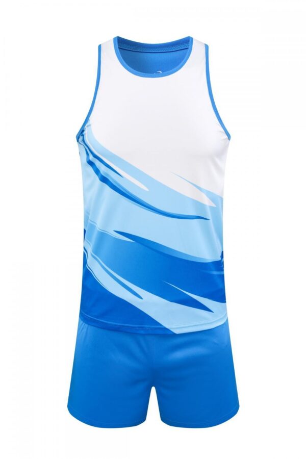 White Blue Streak Running Set