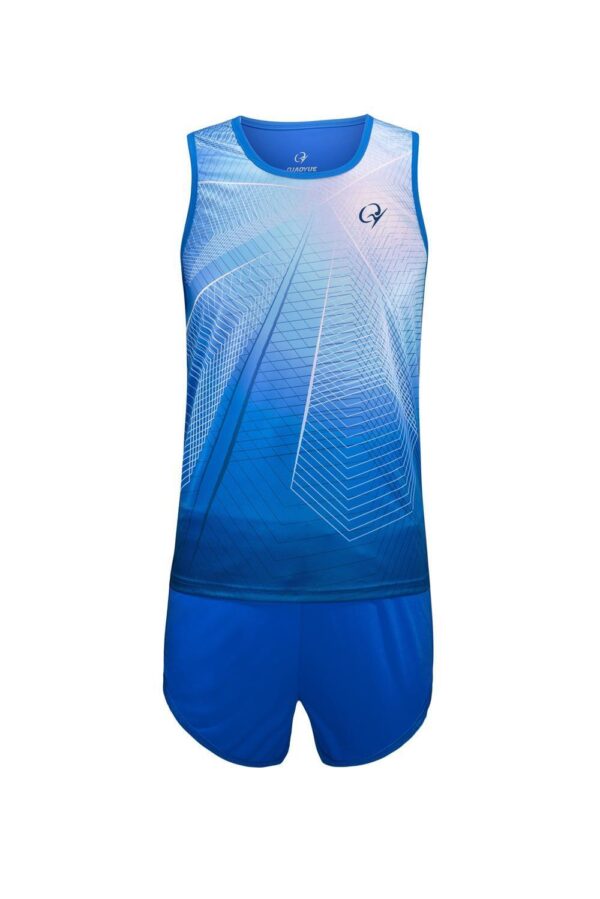 Blue Geometry Gradient Running Set
