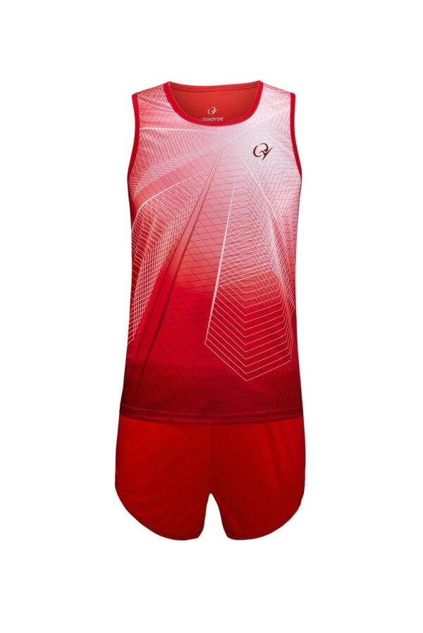 Red Geometry Gradient Running Set