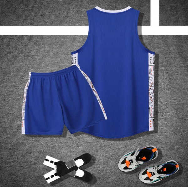Dark Blue Geometric Panel Basketball Set - Image 2